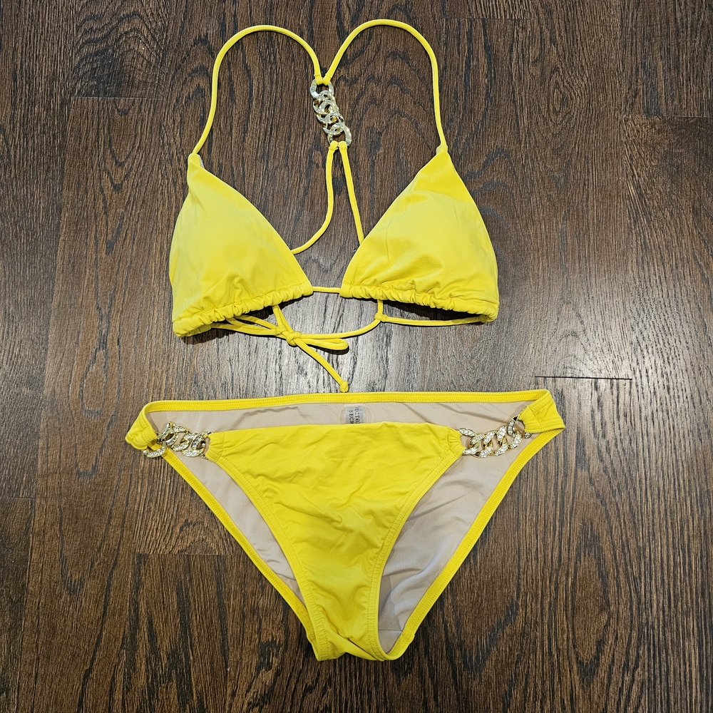 SOLD Victoria's Secret Yellow String Bikini With Metal Embellishments Size Small